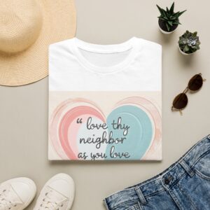 t shirt — "love thy neighbor as you love thyself" heart design