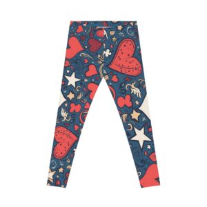 valentine heart pattern leggings — women's all over print casual leggings