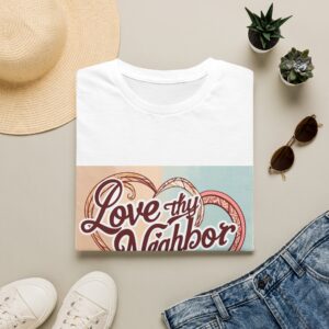 love thy neighbor heart t shirt — vintage inspirational tee