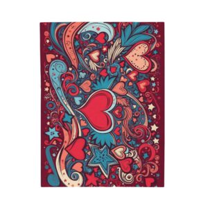 colorful heart print velveteen plush blanket cozy love blanket, valentine's day gift, soft bed throw, romantic decor, warm snuggle