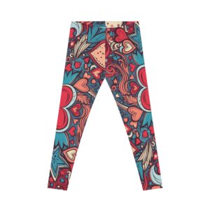 valentine hearts boho leggings — women's all over print casual leggings