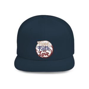flat bill snapback hat — 'faith love' baseball stitch logo