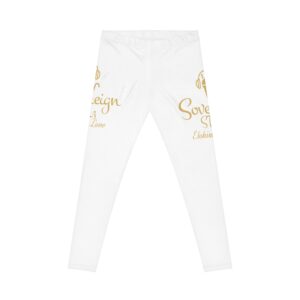 sovereign style women’s leggings — gold script all over print