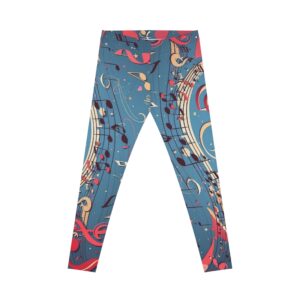 music notes women's leggings — colorful retro musical print aop