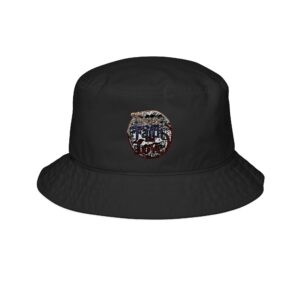 embroidered 'make space, not war' bucket hat — retro peace patch